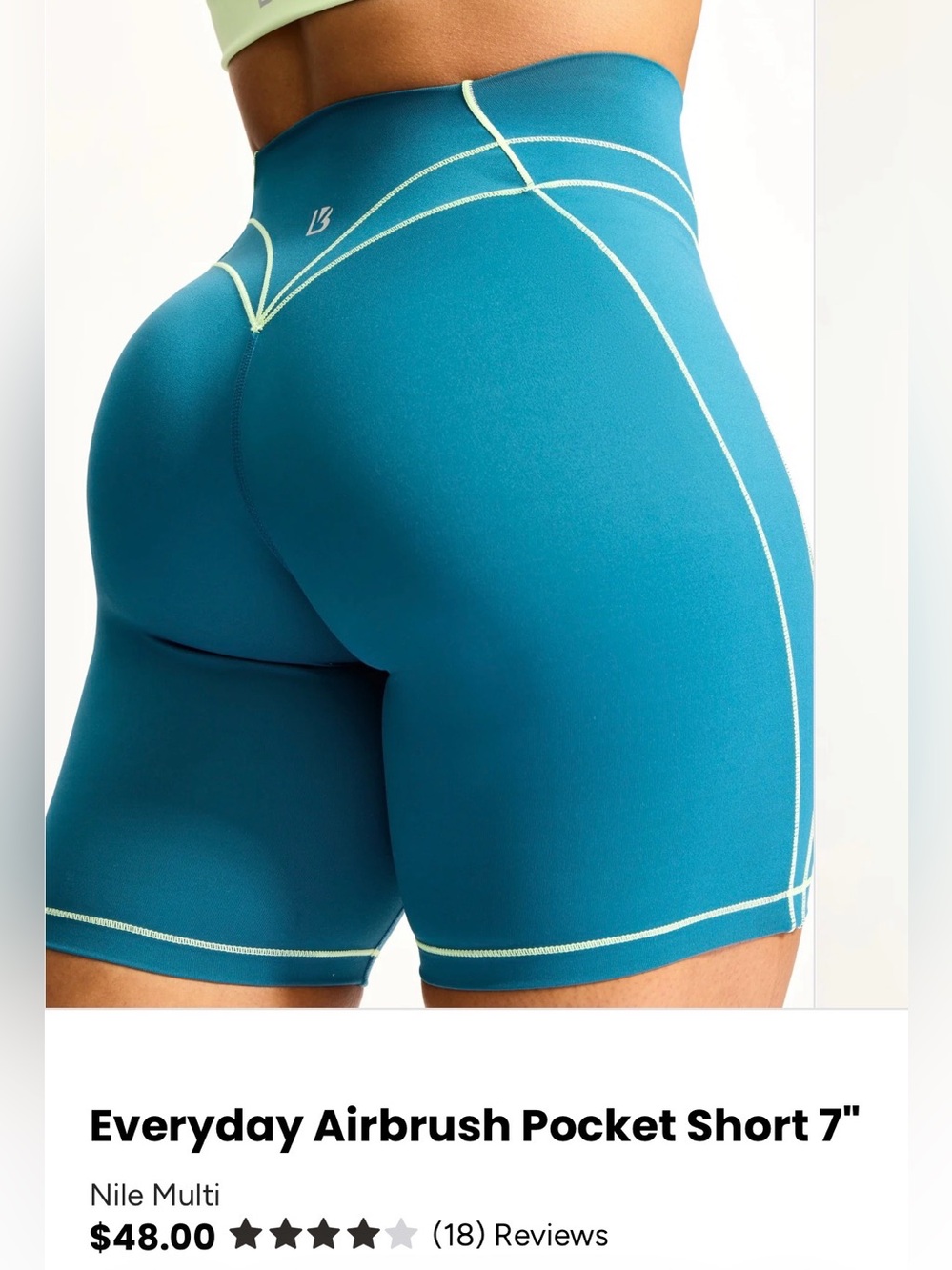Buffbunny Everyday Airbrush Pocket Short 7" - Nile Multi Teal